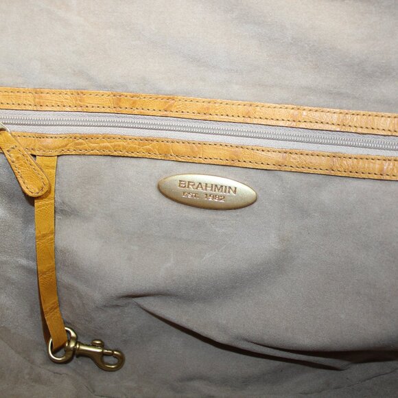 Brahmin Jacqueline Melbourne Chartreuse Croc Shoulder Hobo Bag - Picture 9 of 9